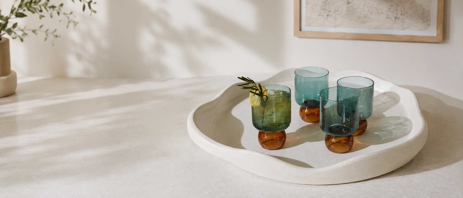 Glassware styled for drinks and gatherings