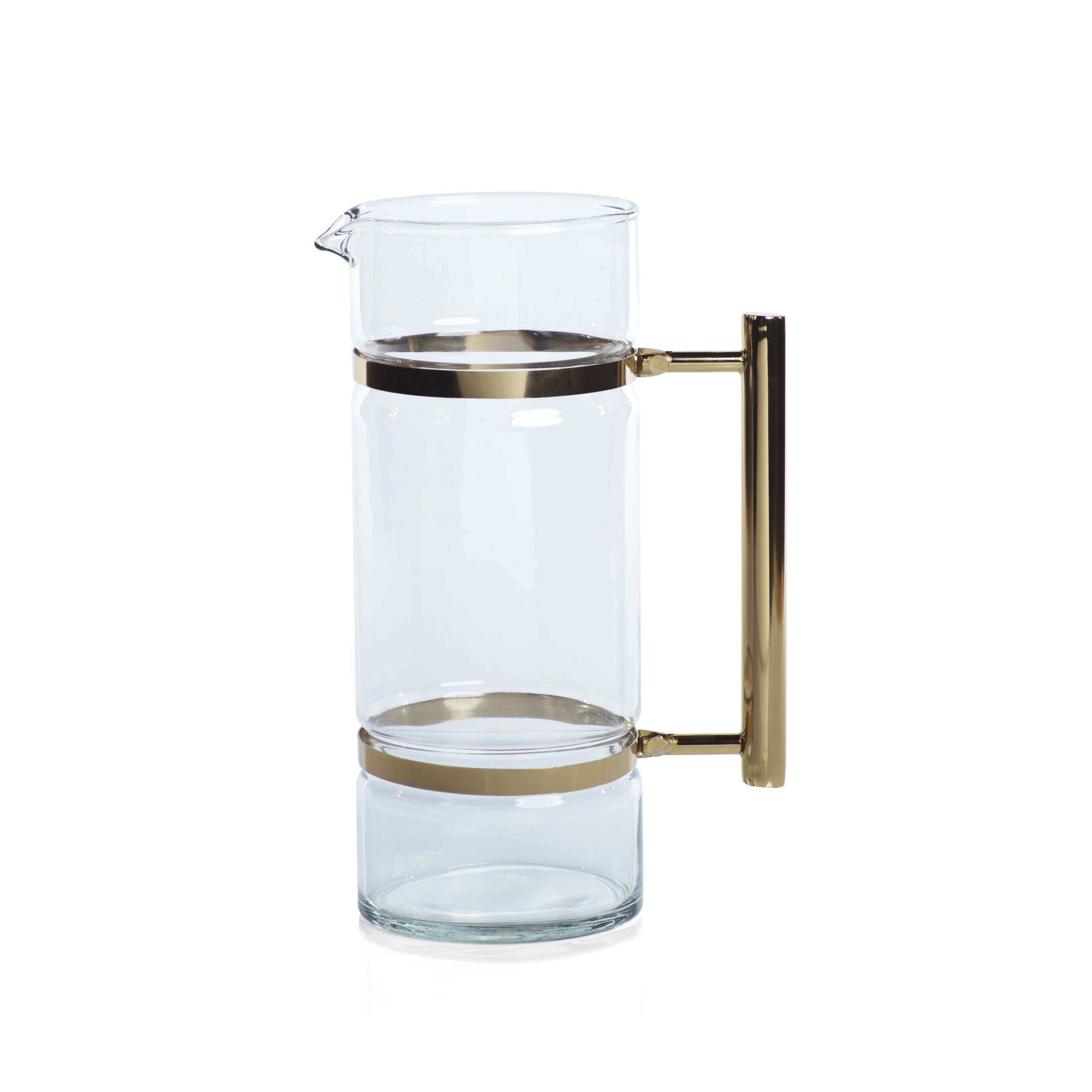 Gold Handle Embossed Glass Pitcher - Image 2