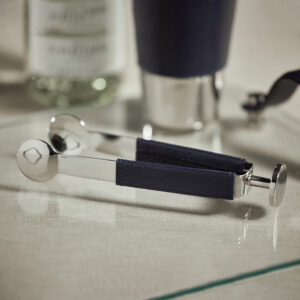 Nickel Ice Tongs with Leather Accent