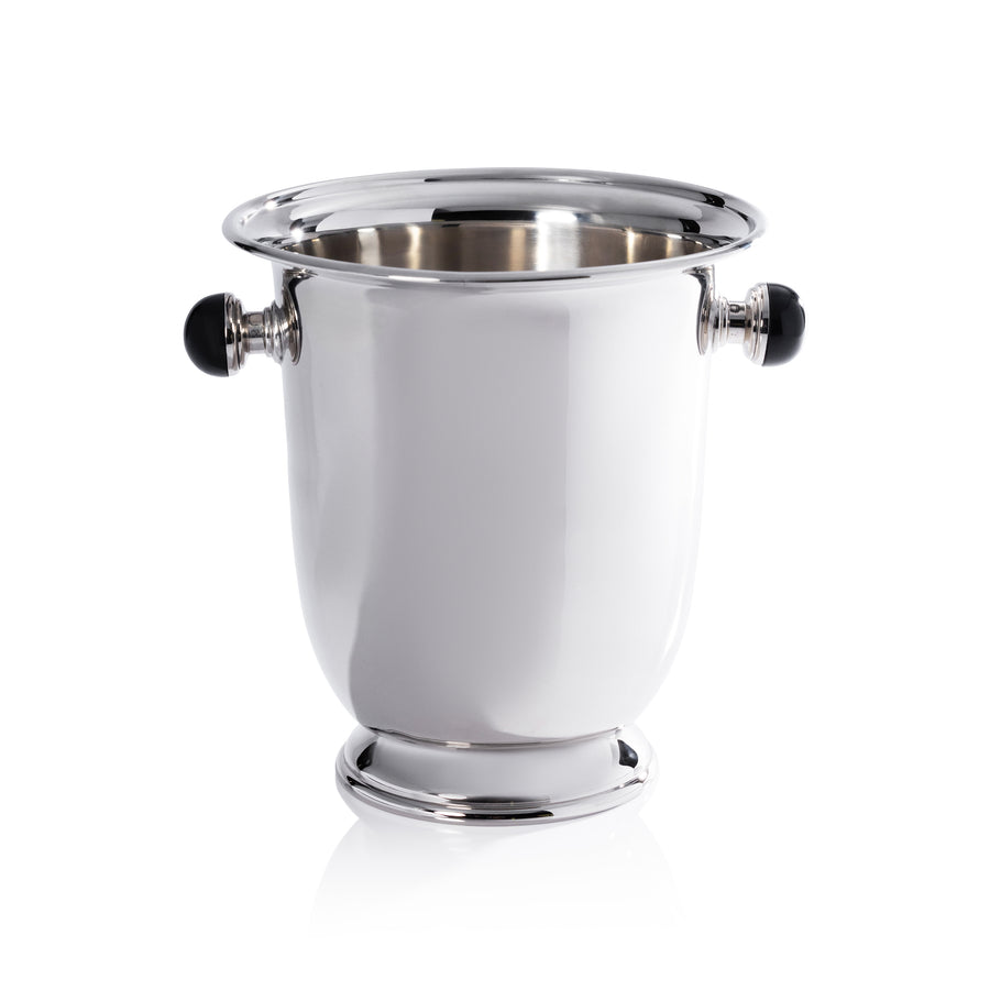 Polished Nickel Champagne Bucket with Black Marble Handles - Image 2