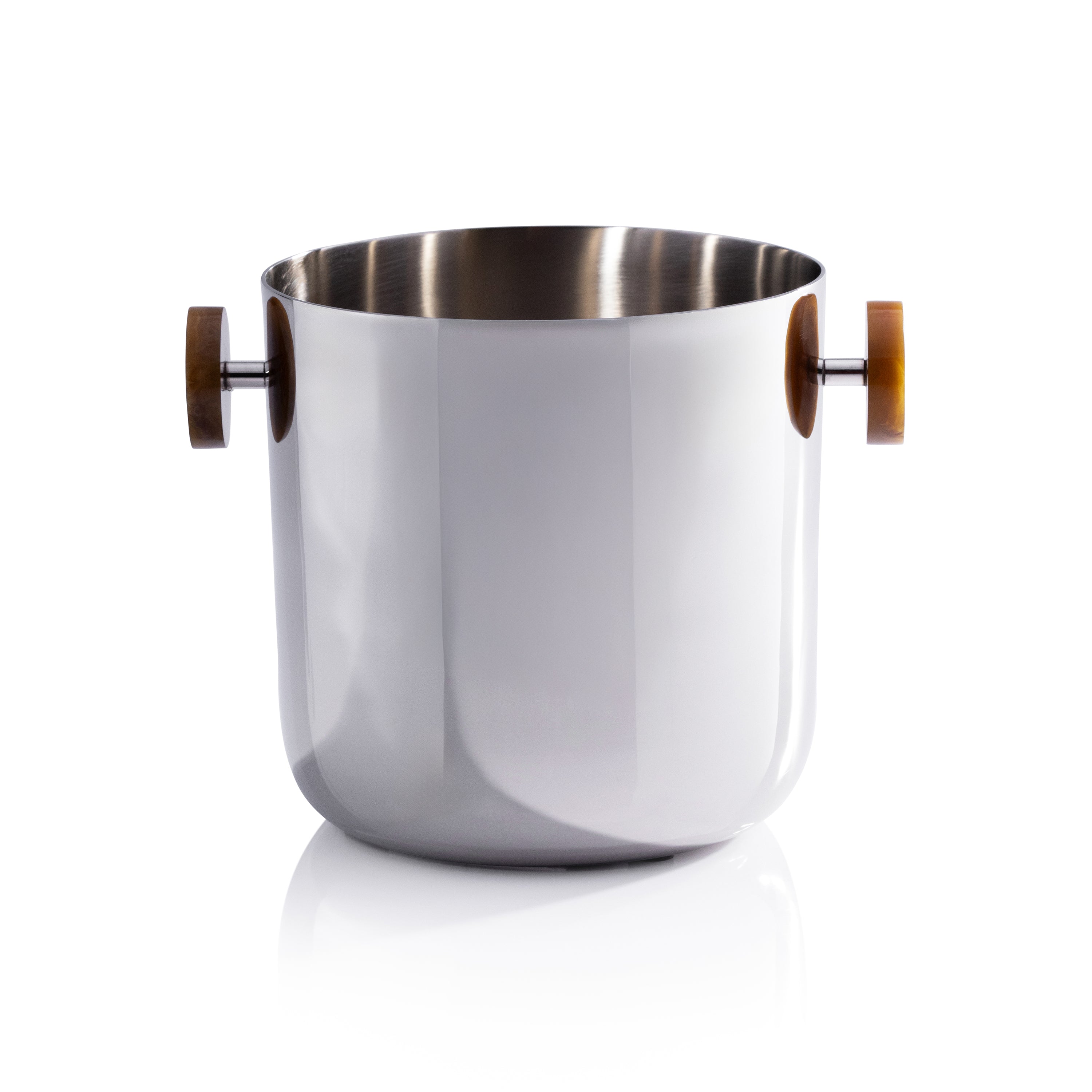 Nickel Ice Bucket with Amber Marble Handles - Image 2