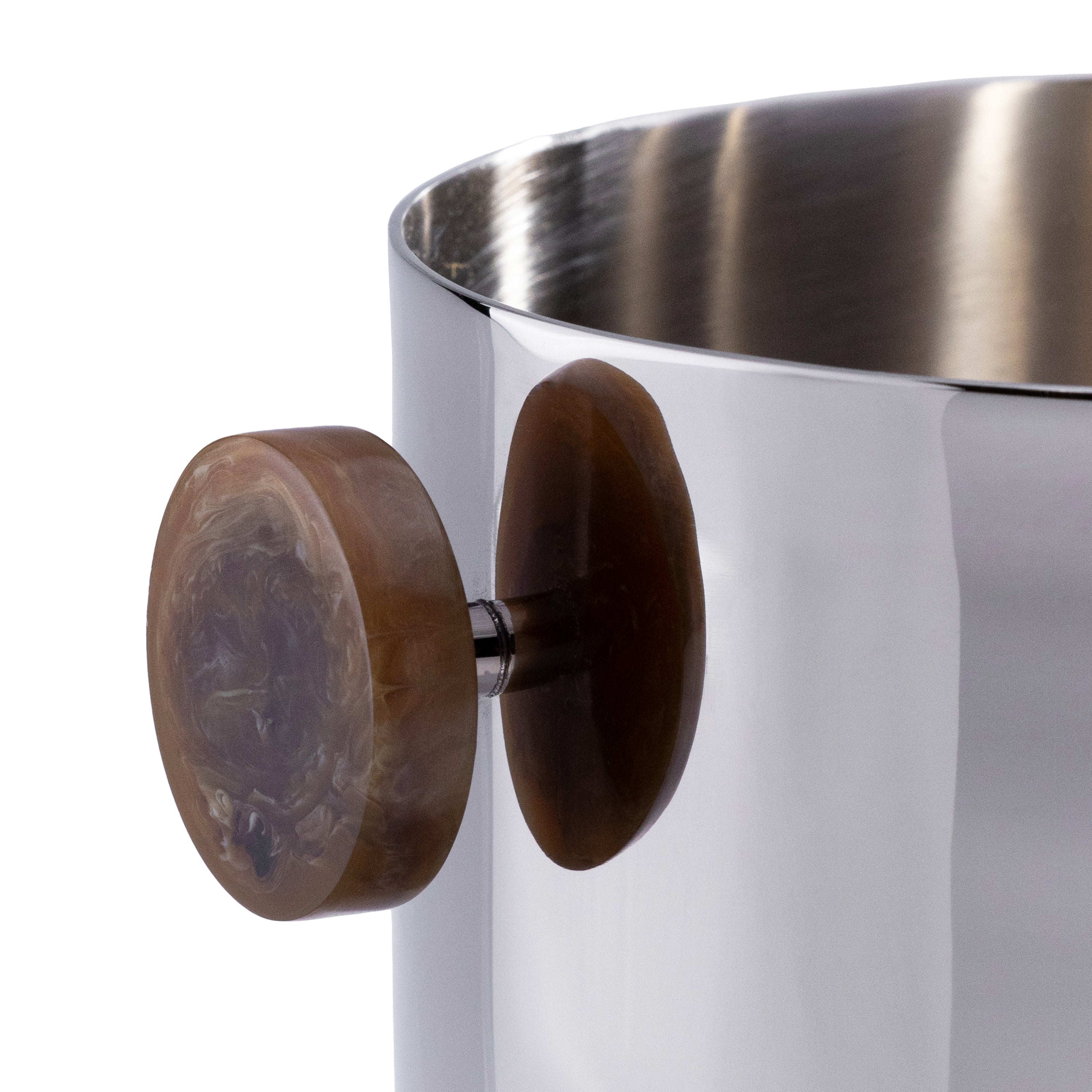 Nickel Ice Bucket with Amber Marble Handles - Image 3