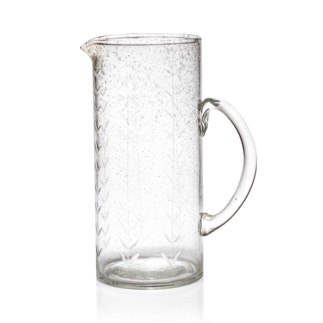 Hand-Etched Leaf Glass Pitcher - Image 2