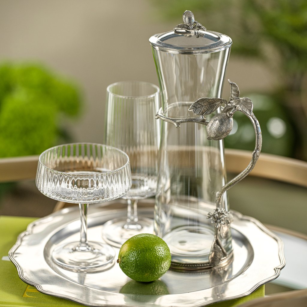 Lemon Accent Glass Pitcher with Lid - Image 2