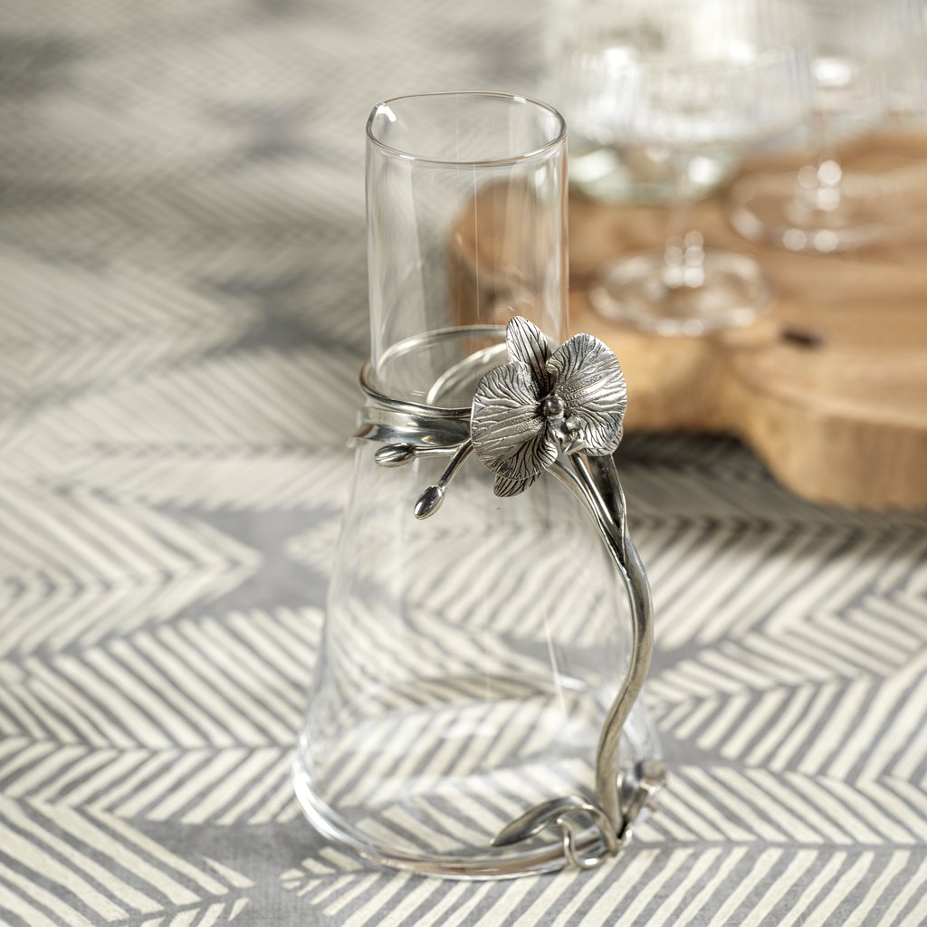 Small Orchid Accent Glass Pitcher