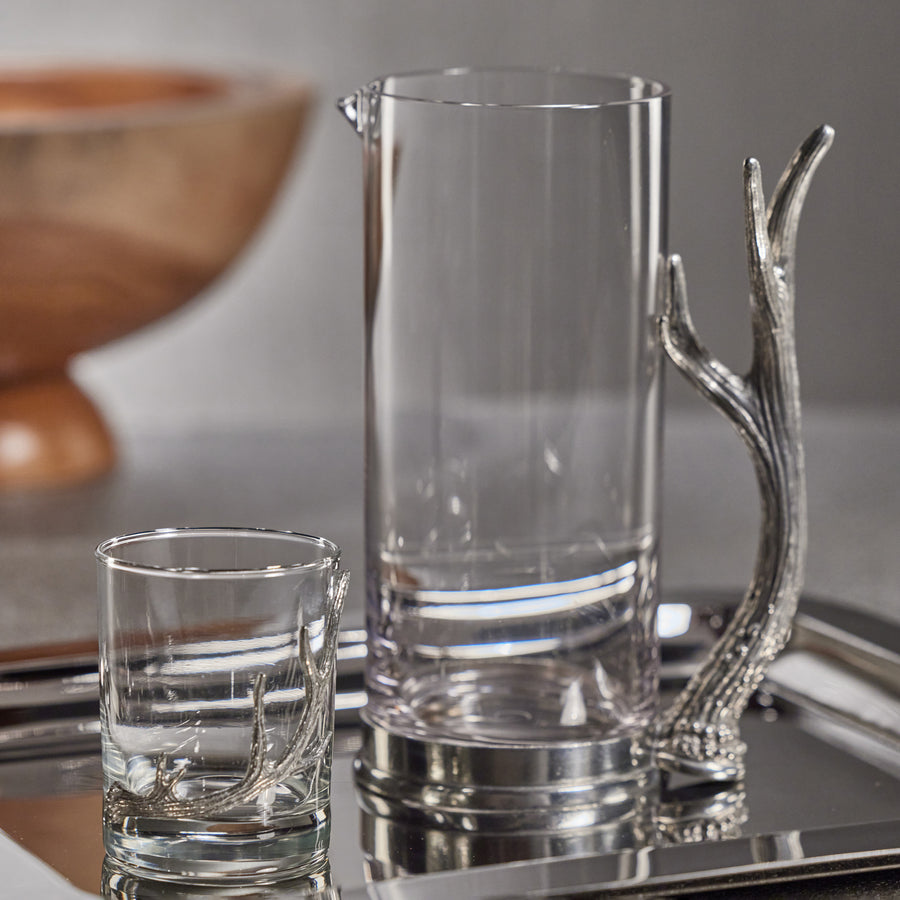 Pewter Antler Glass Pitcher and Rocks Set - Image 4