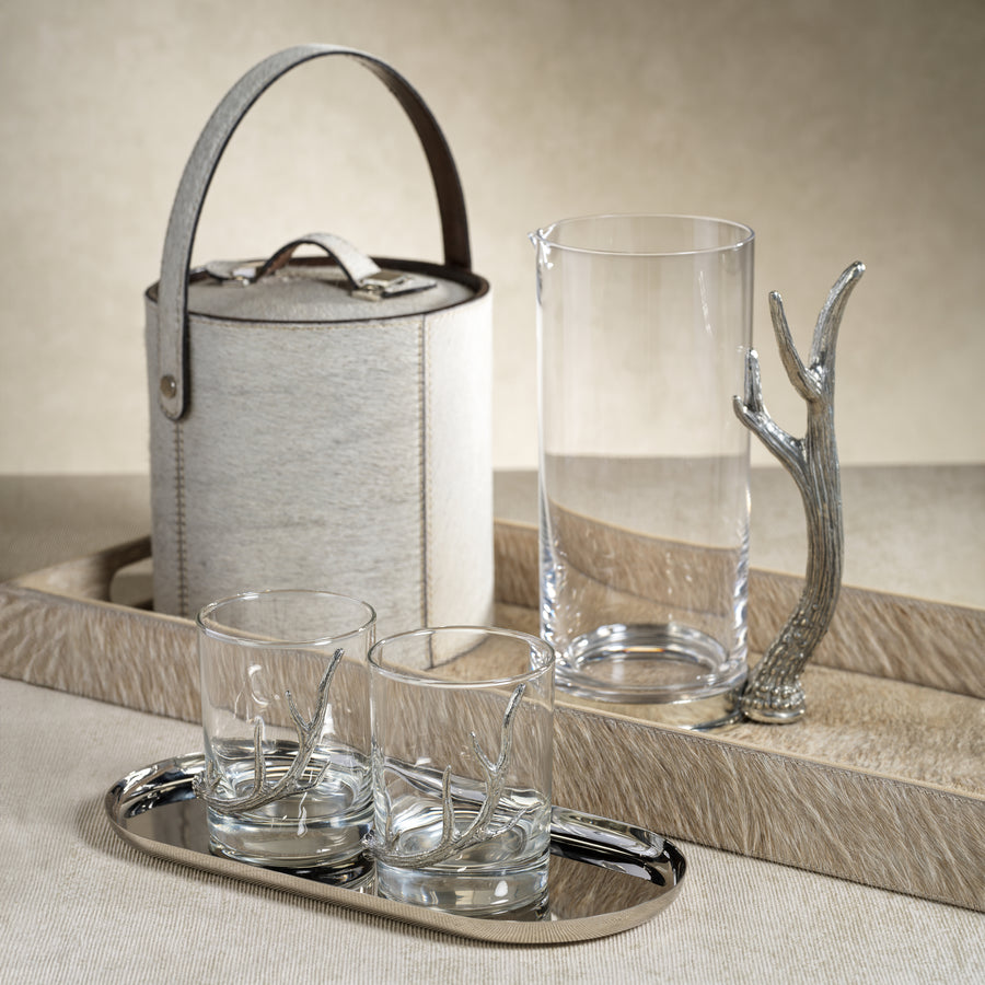 Pewter Antler Glass Pitcher and Rocks Set - Image 2
