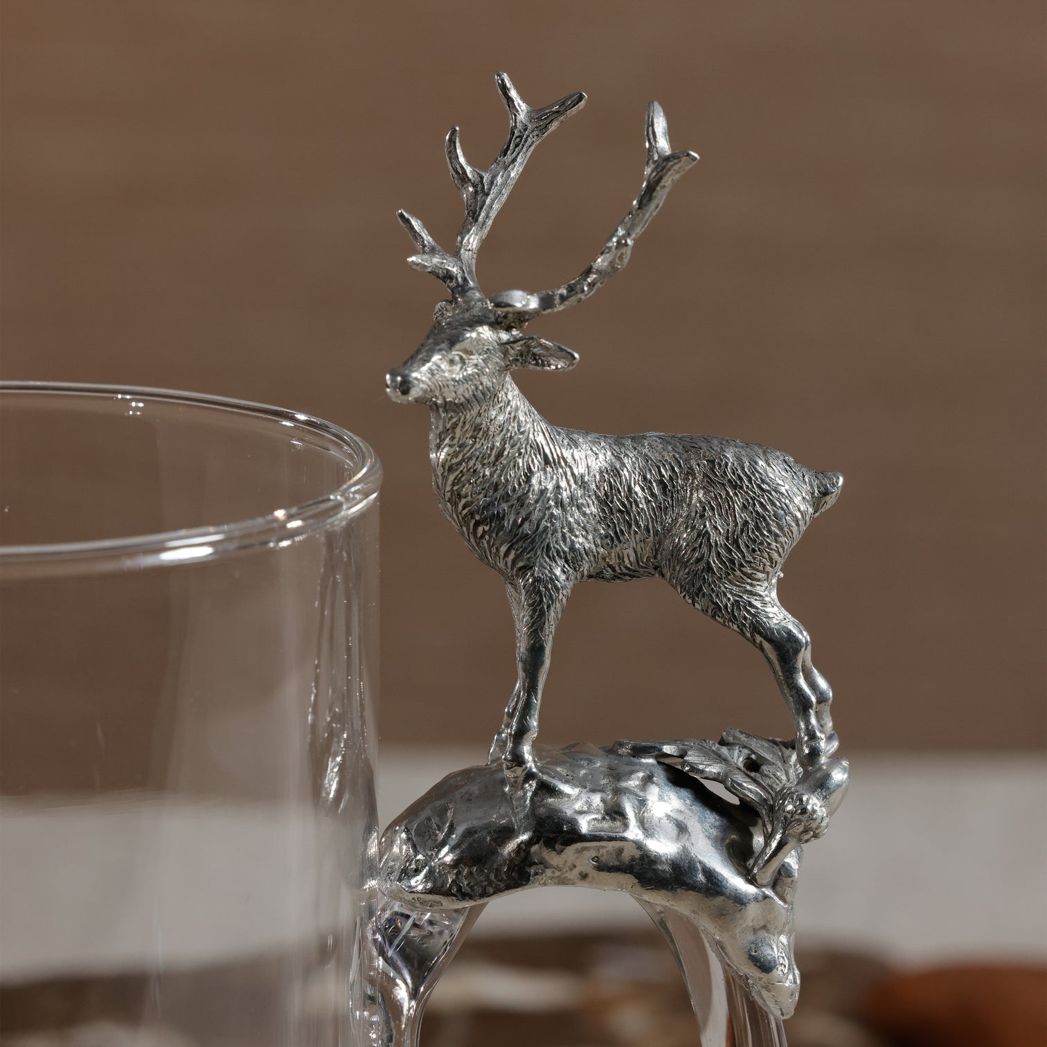 Pewter Stag Handle Glass Pitcher - Image 3
