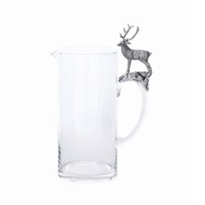 Pewter Stag Handle Glass Pitcher